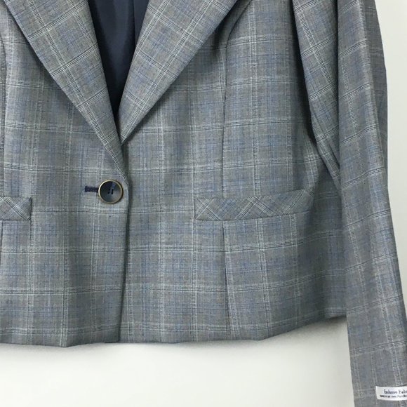 NWT Pendleton Women's Blue Plaid Catalina 100% Wool 1 Button Blazer - Picture 3 of 5